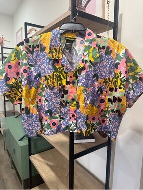 NOOWORKS Western Shirt People I’ve Loved Print 4X Crop Top